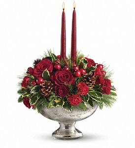 Mercury Glass Bowl Bouquet