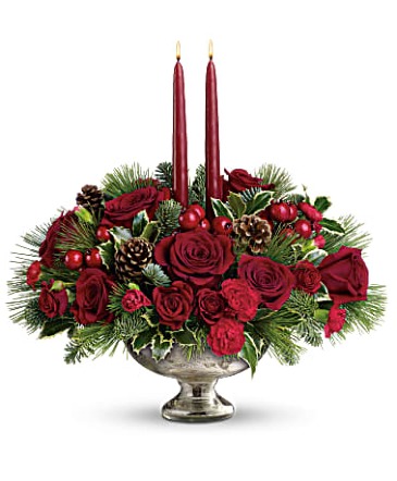 Mercury Glass Bowl Centerpiece  Centerpiece  in Glen Burnie, MD | FORGET ME NOT FLOWERS AND GIFTS