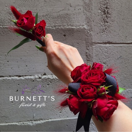 Merlot Rose Corsage & Boutonnière Set Flowers To Wear 