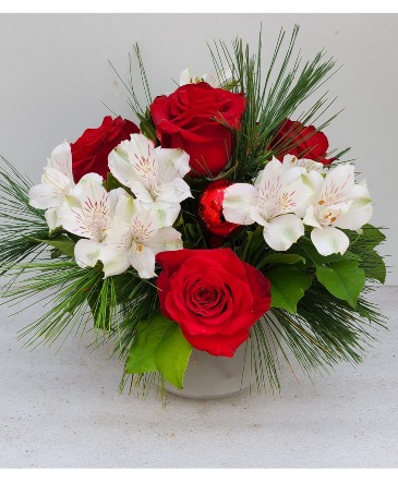 Merry and Bright Bowl Arrangement in Whitehall, MI | WHITE LAKE GREENHOUSES FLORAL Merry and Bright Bowl Arrangement in Whitehall, MI | WHITE LAKE GREENHOUSES FLORAL
