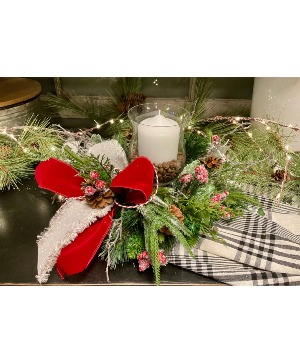 Merry and Bright Candle Arrangement  Artificial Centerpiece