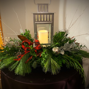 Merry and Bright Lantern Centerpiece in Pawtucket, RI | THE FLOWER SHOPPE Merry and Bright Lantern Centerpiece in Pawtucket, RI | THE FLOWER SHOPPE