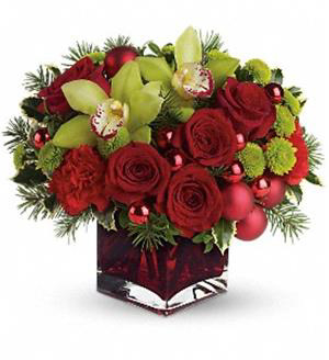Merry and Bright Red Cube Vase 
