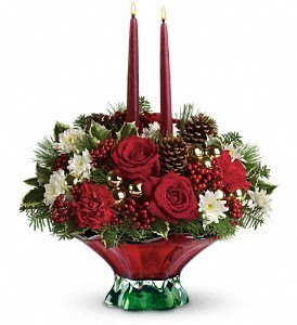 MERRY CHRISTMAS ALWAYS CENTERPIECE (ORNAMENTS VARY)