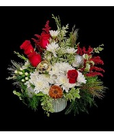 Merry Christmas   Floral mix with Red and White Design