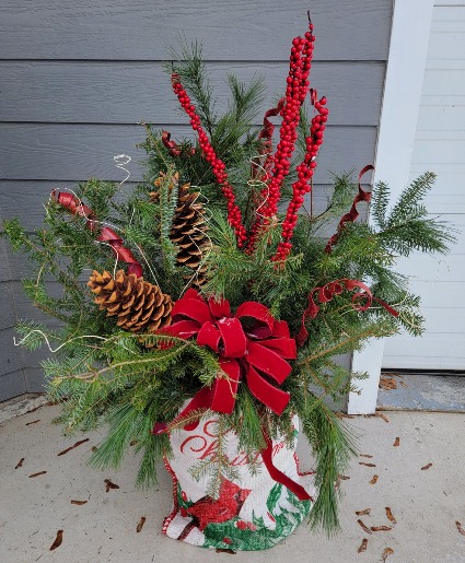 Merry Christmas Porch Pot Outdoor Decor