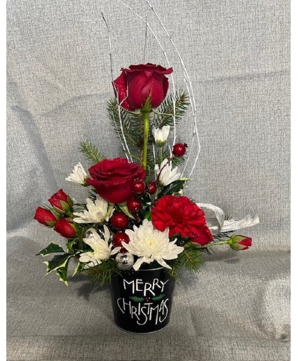 Merry Christmas Tin Fresh Flowers