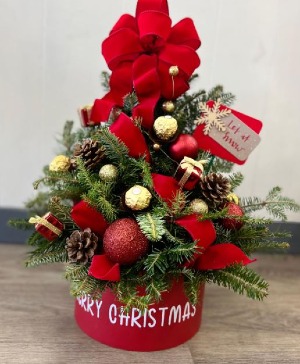 Merry Christmas Tree Box Arrangement 