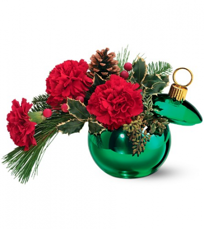 Merry Green Ornament Jar Holiday Arrangement