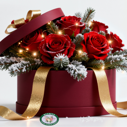 Merry Red Rose Hat Box