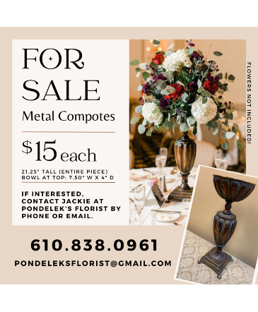 Metal Compote Container  in Hellertown, PA | PONDELEK'S FLORIST