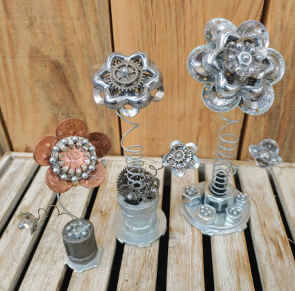 Metal Flower Wrapped Gift