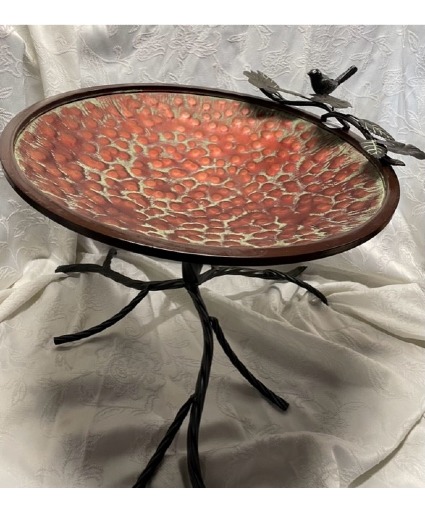 Metal Table Birdbath Giftware