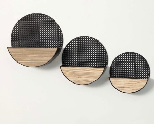 Metal & Wood Wall Pocket Set 