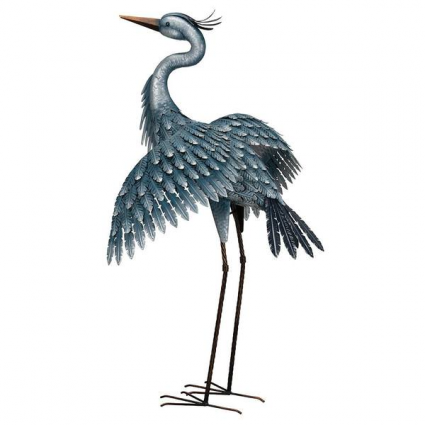 Metallic Blue Heron-Wings Out Regal Art & Gifts