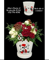 Mickey & Minnie Sweetheart Christmas  Fresh cut flowers in a ceramic container