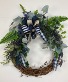 Midnight Blue in Lush Greens Permanent botanical wreath