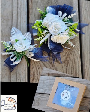 Midnight Blue  Kids wrist corsage and boutonniere