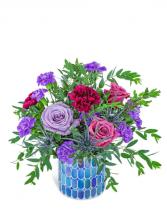 Midnight Blue Mosaic Flower Arrangement