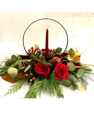 Midnight Evergreen  Flower Centerpiece