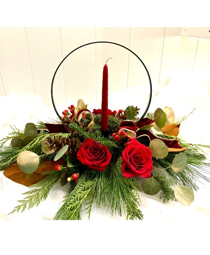 Midnight Evergreen  Flower Centerpiece