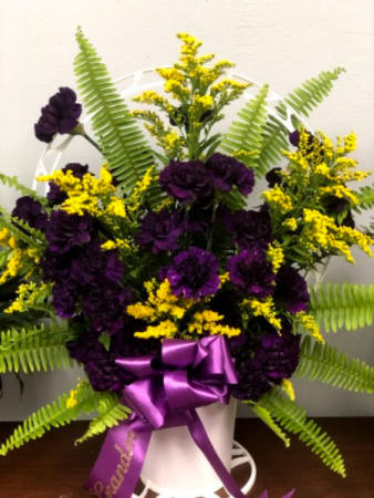 Midnight Purple Funeral Basket In Mitchell In Blooming Pails Llc