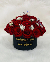 Midnight Rose Butterfly Box Hat Box Arrangement