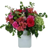 Midsummer’s bright blooms  Vase SHAPE OF VASE WILL BE SUBSTITUTED 
