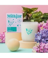 Milk Jar -“Hawaii” 8 Oz Candle - Wood wick Plumeria & Lilac Flower