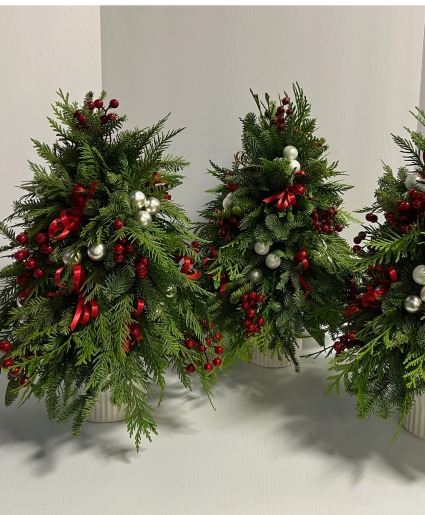 Mini Christmas Tree  Fresh Greenery Arrangement 