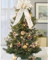 Mini Christmas Tree Gold & White 