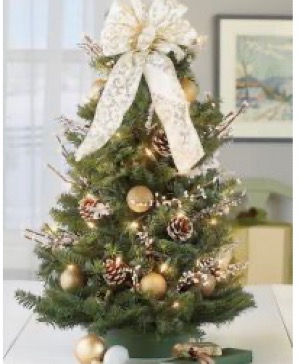 Mini Christmas Tree Gold & White 