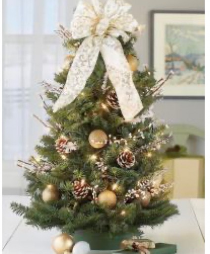 Mini Christmas Tree Gold & White 