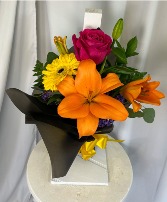 Mini Citrus Bloom  mix rose, gerb, lily with greens and filler