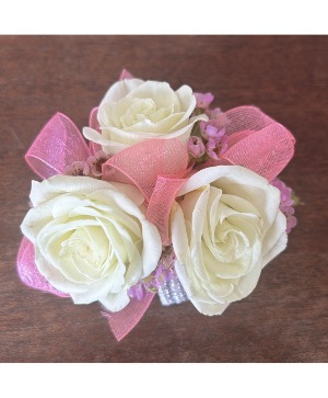 Mini Corsage- White on Pink Corsage