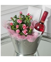 YOU'RE SIMPLY THE BEST!!! MINI ROSE BUSH, WINE AND CHOCOLATES