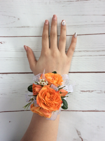 Mini Rose (Orange) Wrist Corsage