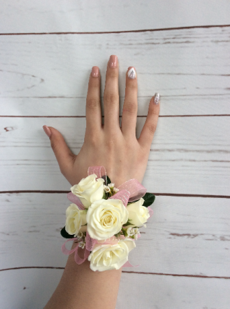 Mini Rose (White) Wrist Corsage