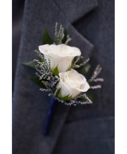 Mini White Rose Magnetic Boutonniere