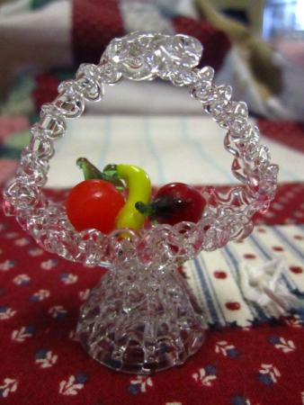 Miniature Spun Glass Fruit Basket Miniature Spun Glass Fruit Basket
