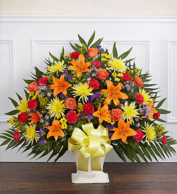 MIXED BRIGHT FUNERAL BASKET