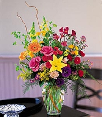 Mixed bright garden Vased bouquet