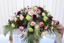 MIXED COLORED CARNATIONS CASKET SPRAY 