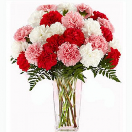 mixed carnations in a vase Colors may vary