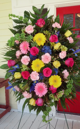 mixed color fresh flowers stand 