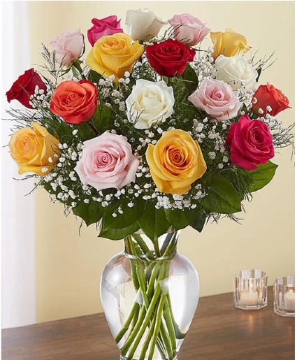 Mixed color roses Vase