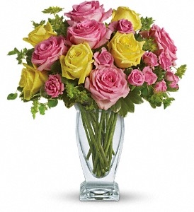 Mixed Colour Roses Vase of Roses