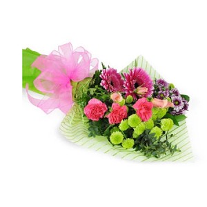 Mixed Cut Flower Wrapped Bouquet