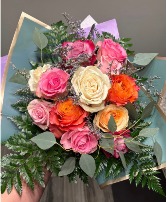 Mixed Dozen Rose Bouquet Cut & Wrapped Bouquet