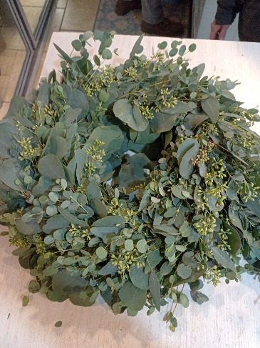 Mixed Eucaliptus Wreath in Glastonbury, CT | THE FLOWER DISTRICT